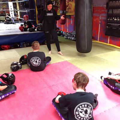 Coach Karren helps out at the new Sparring class Jan 12th 2018