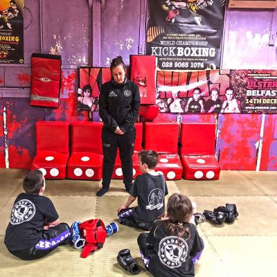Coach Ruth talks with a group at the Sparring class Jan 12th 2018