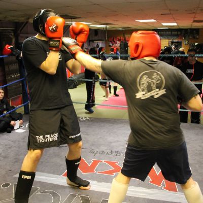Mark fires a left jab at Gary in Sparring