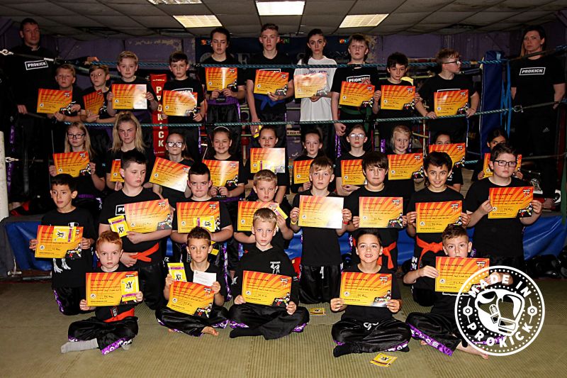 Kids ProKick kickboxing group after their grading