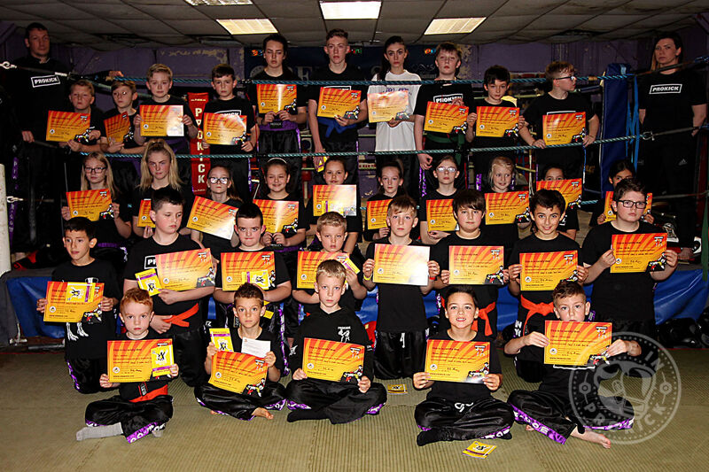 Kids ProKick kickboxing group after their grading