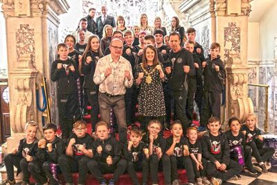 Belfast Young Peacefighters On the staircase at the City Hall Belfast