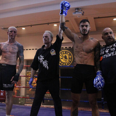 Winner as the Ref stopped the fight in the first round Nikolas Konstantinos (Cyprus) at the Stormont hotel on saturday 30th June