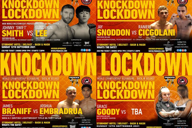 SEVEN Weeks until #KnockdownLockdown it's the Final Countdown until World championship kickboxing is back in Belfast. This long anticipated card is on Sunday 12th September at the Stormont hotel, Belfast