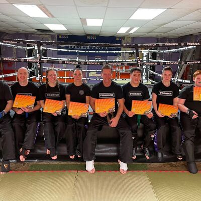 Senior Adult Belters - Our ProKick Kickboxing enthusiasts were tested in the hope of moving up to the next level at the ProKick kickboxing school of excellence.