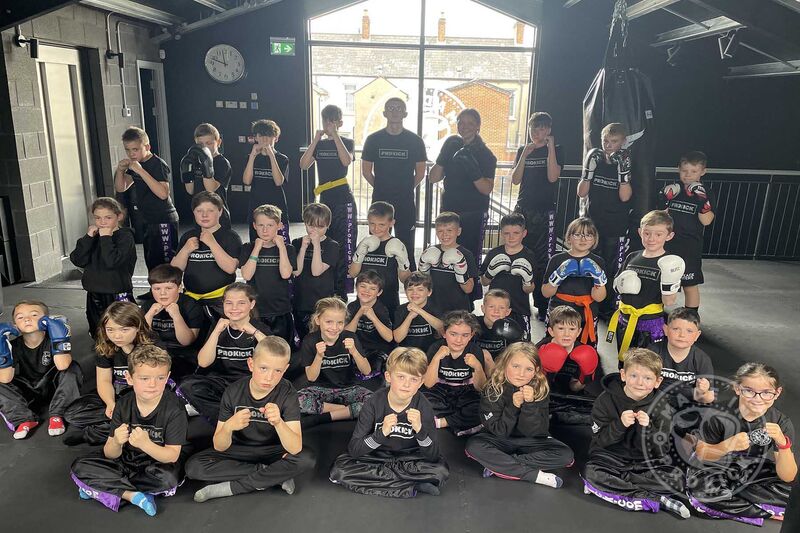 Pictured here are some of the ProKick Kids in the Saturday morning ProKick kickboxing class,