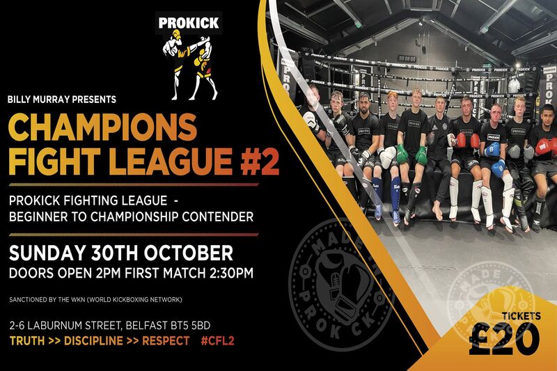 In Belfast on Sunday October 30th 2022 - You will see many familiar faces such as James Braniff the former WKN British K1 Champion, newly crowned European champion Jay Snoddon, along with many of our new up and coming fight team go through the ropes.