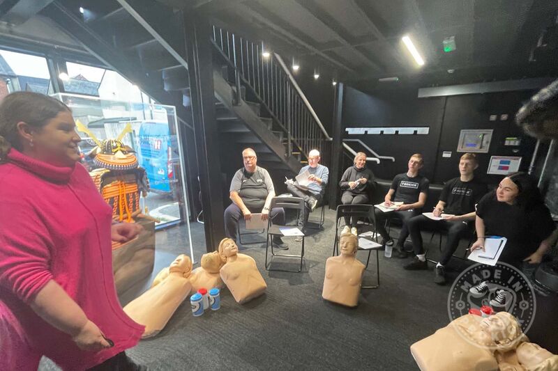 Helen Instructing to the some of the ProKick Team - A big thanks to Mabel Scullion from the Community Academy for organising the course and to our terrific trainer, Helen from Goody Training Solutions.