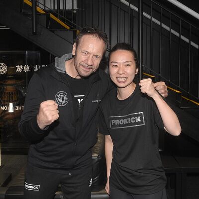 ProKick's Billy Murray with Yuko Koshikawa, Regional Investment Manager with InvestNI at the iconic new ProKick gym.