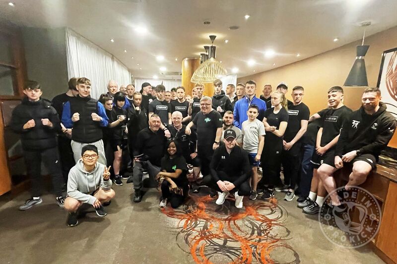 The visiting teams along with the ProKick team at the Kickboxing ProspeX event at the Clayton Hotel - Results in brief from Saturday 23rd April 2022