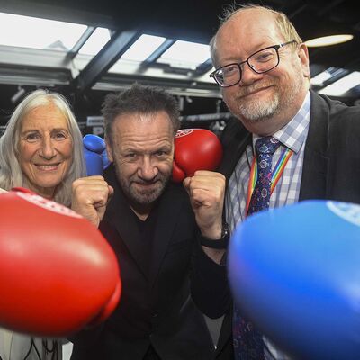 L-R UV's Julia Harkness, Billy Murray and Gareth Johnston, Deputy Secretary, NI Executive Office, at the Launch