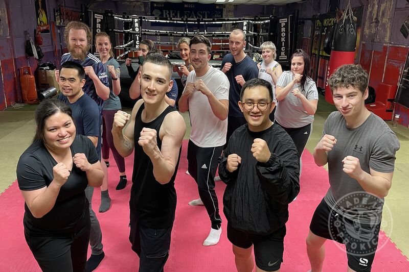 First night at ProKick for the new starts Wednesday 9th Feb 2022. The squad pictured here were put through the ropes on their very first night by head coach for ProKick,  #BillyMurray