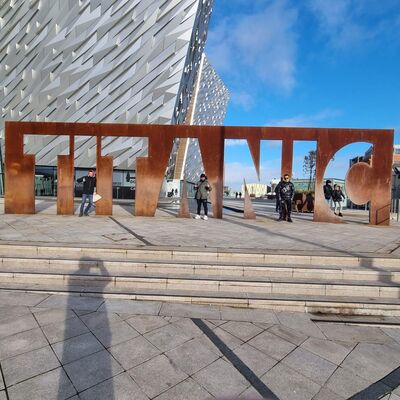 At the Titanic exhibition centre - En-tour the Fighting Sardinian's were sightseeing around Belfast before the 'Champions Fight League' No.3