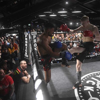 Action with Adam Abdurahman of (TopPro Carlow) and James Braniff of ProKick in a WKN K1-Style Rules match over 3x2 Min Rounds at 72-74.kg