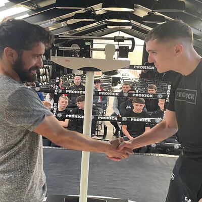 Respect at the weigh-ins between Cahal Walsh (ProKick) VS Joatan Costa (TopPro Carlow)