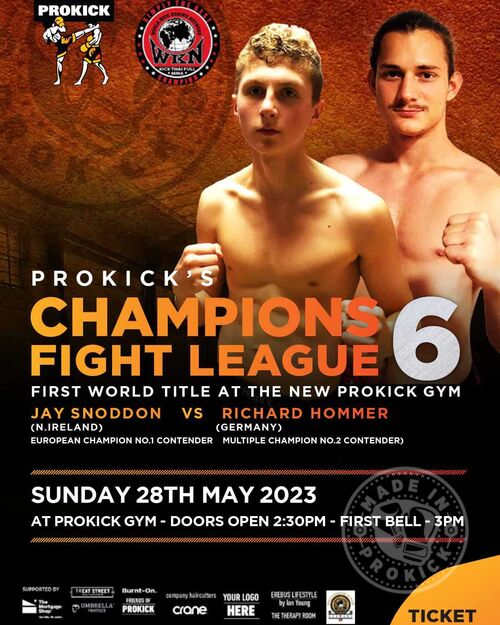 We will continue with another sceptical of a show on Sunday 28th May where Jay challenges for the WKN World Featherweight Pro-Am Crown against multiple kickboxing and K1 Champion, Richard Homer.​