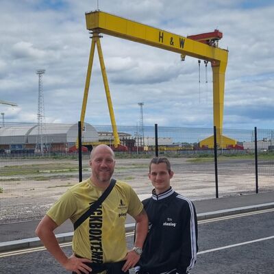 Seeing the local and historical sights of Belfast - The German's Sightseeing around Belfast before the BIG match. Titanic centre