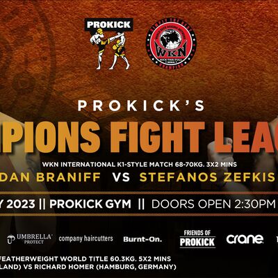 WKN International K1-Style match 68-70kg. 3x2 Mins Dan Braniff (ProKick N,Ireland) VS Stefanos Zefkis (The King of Fighting, Cyprus)