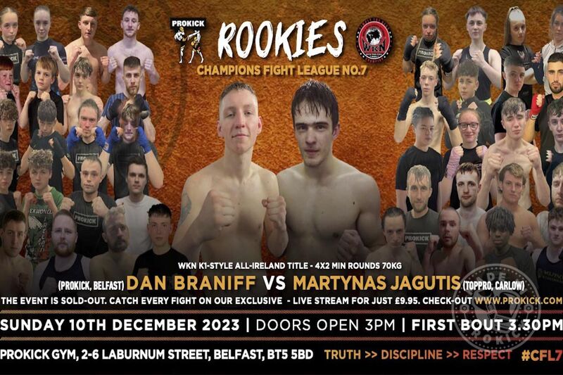 Join us at Champions Fighting League #CFL7! Witness a thrilling showcase of rookies and seasoned talent at the renowned ProKick Gym HQ on Sunday, December 10th, 2023. Sold-out you can watch on-line and be part of all the action!