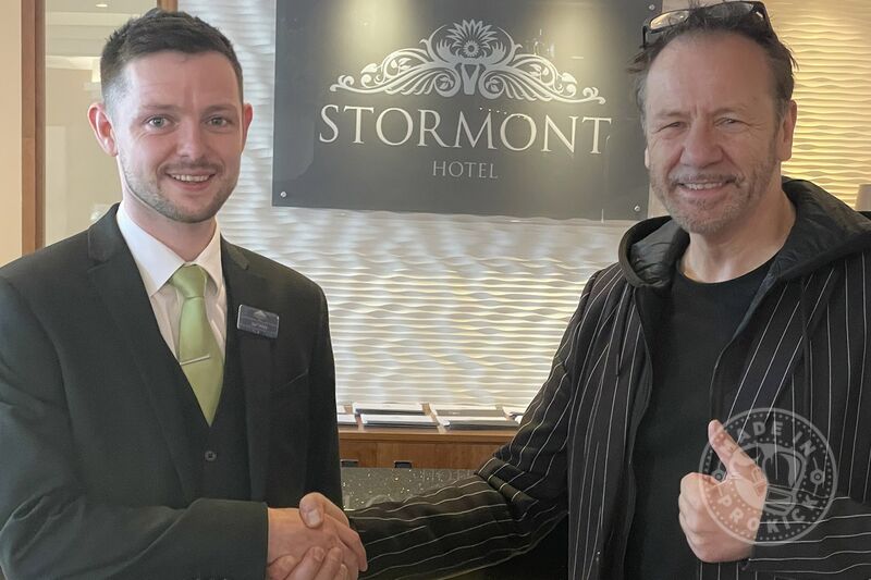 Today, at the Stormont Hotel, on Monday, July 10th, Mr. Nathan Breen, the Events Manager, was pictured with Billy Murray as they finalised the details for the upcoming ProKick event, scheduled for Saturday, October 21st, 2023.