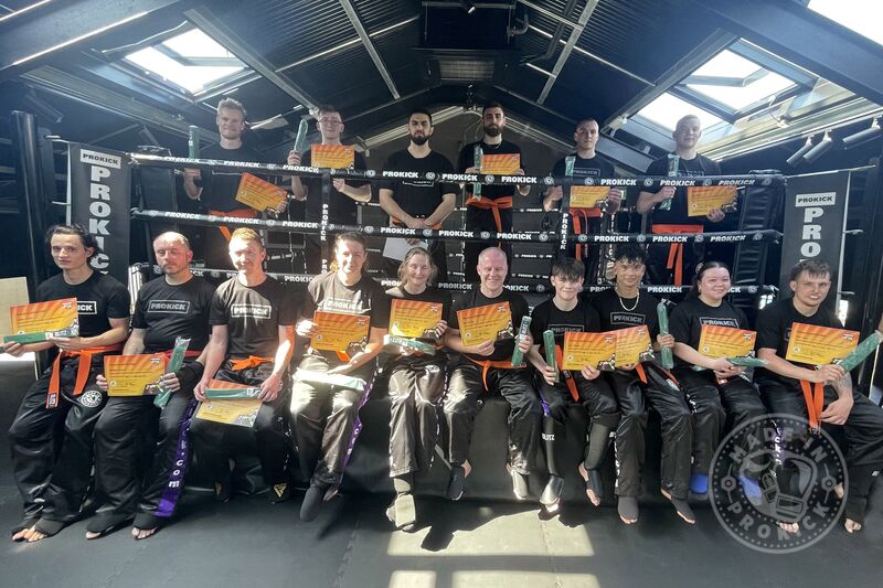 Congratulations, pictured here are ProKick's latest New Green Belters - What better way to spend Saturday afternoon 3rd June 2023 than at the ProKick gym. Our Kickboxing enthusiasts all worked hard today on their test day.