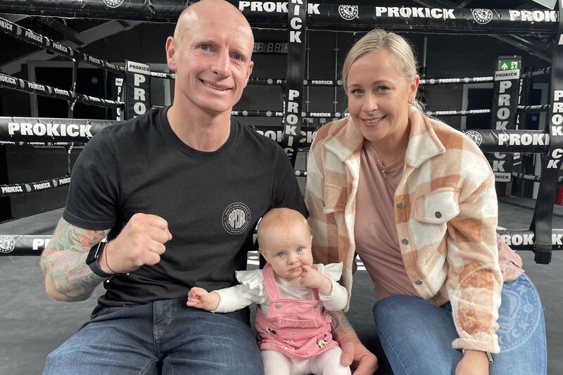 Present in this image is Team McMullan, featuring 'the iceman' Darren McMullan, along with his wife Anna and their delightful 7-month old daughter, Holly.