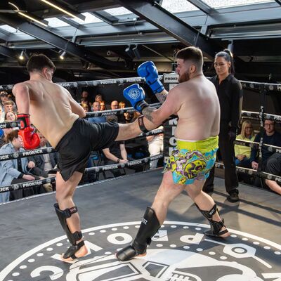 Kicking action in a Light-contact match with Gary Lynch (ProKick) Vs Tiernan McNally (Golden Dragon - The Loop)