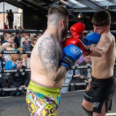 Tiernan land a good punch - action from a Light-contact match with Gary Lynch (ProKick) Vs Tiernan McNally (Golden Dragon - The Loop)