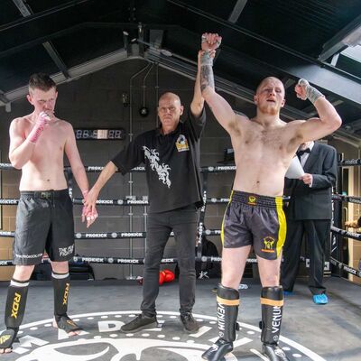 Matthew Lennon (Larry BlackDragon Cavan) WINNER ON POINTS over Matthew Agnew (ProKick)  In their Low-Kick Rules 72-74kg 3 x 2 rounds