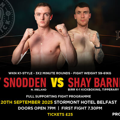WKN K1-Style - 3x2 Minute Rounds - Fight Weight 59-61Kg Cahal Walsh (ProKick, Belfast) Vs Dean Brummell (Birr K-1 Kickboxing, Tipperary)