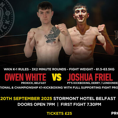 Owen White (ProKick)Belfast) Vs Joshua Friel (PT’s Kickboxing Derry / LondonDerry) - CFL14