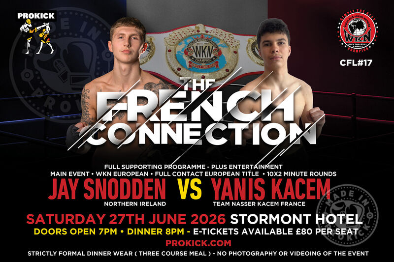 Due to Jay Snoddon's leg injury and a subsequent rules change, Jay's original opponent Jordan COCU pulled out. Snoddon will now face French fighter Yanis Kacem for the WKN Professional Full-Contact European Championship.