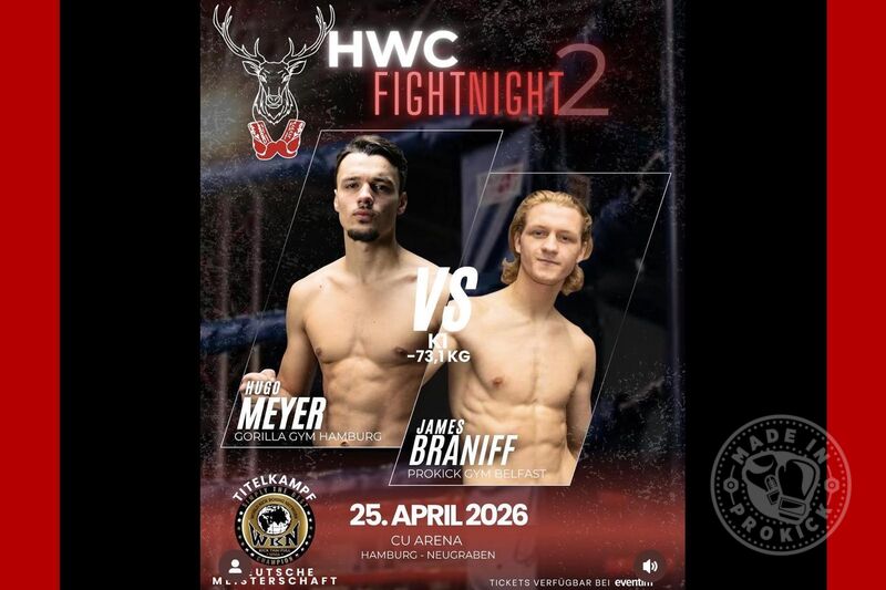 James Braniff is set to compete for the WKN International Title in Germany on Saturday, April 25, 2026.