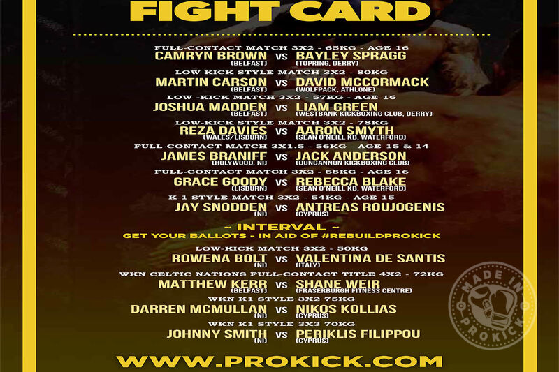 Here's the final Fight-Card for Sunday afternoon at the Clayton Hotel