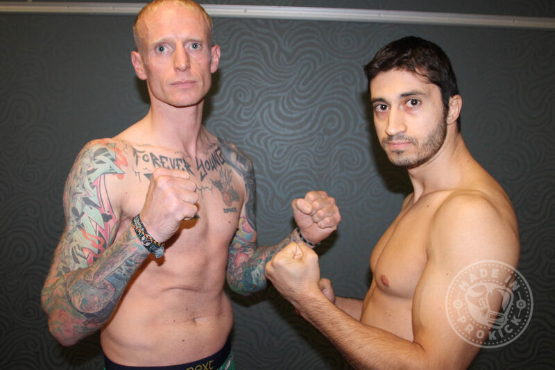 Darren McMullan (Ballygowan,NI) and Nikos Kollias (Cyprus) came in light for the scheduled WKN K1 Style match-up over 3x2 and set at 75kg. McMullan hit the scales first and was just under at 74.2 with Kollias coming in at 73.6kg.