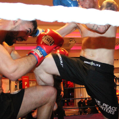 Knee Kick by Johnny Smith at the Stormont Hotel Saturday 23rd Feb 2019 when he faced Christos Venizelou (Cyprus)