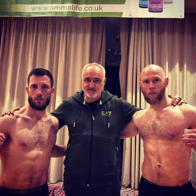 Pictured the big BOSS WKN president Mr Stephane Cabrera headed the International Full-Contact kickboxing 3x2 the match was made at  71kg with Matthew Kerr 71.1kg (Belfast, NI) Vs Thomas Poullain weigh'd in at 69kg (Switzerland)