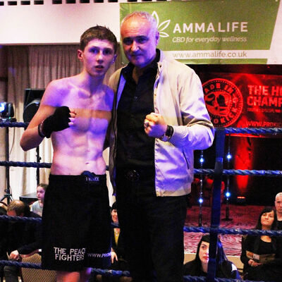 Jay Snoddon with WKN Big Boss world President Mr Stephane Cabrera at the Stormont hotel in Belfast on the 23rd FEB 2019