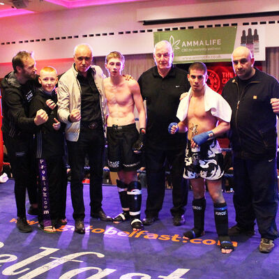 Winner Jay Snoddon with group after the international match at the Stormont hotel in Belfast on the 23rd FEB 2019