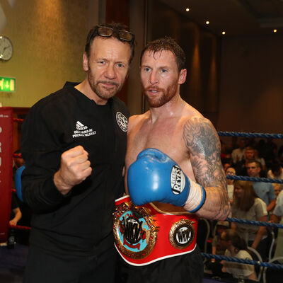 The latest champion to come out of the old-tin hut Johnny 'Swift' Smith - Pictured with his coach Billy Murray