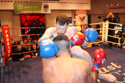 This image is from the Stormont Hotel 23rd Feb 2019. #SwiftSmith showed why he is a professional contender for a title in the very near future as he notched up his eighth straight win as a Pro after defeating Christos Venizelou of Cyprus.