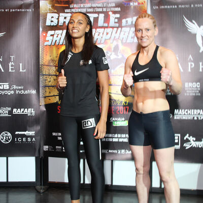 Two Champions come together at the weigh-ins for the Battle of Saint Raphael 5