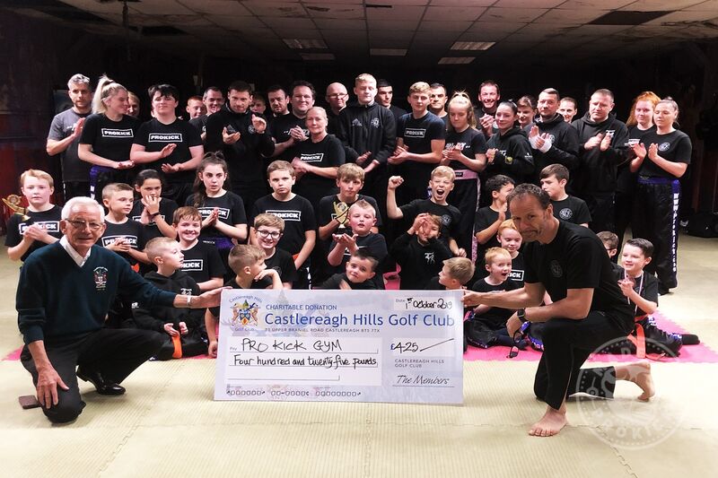 Last night (1st October 2019) Mr Jim Malcolm present Billy Murray and the ProKick Gym with a cheque for £425.00 from their club, Castlereagh Hills Golf Club.