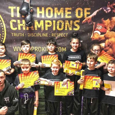 Kids in Combat as ProKick Kids Belt-up on Sunday 17th DEC 2017