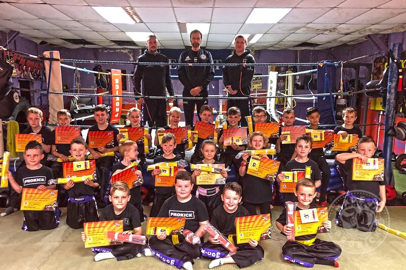 ProKick junior Kickboxing enthusiasts tested. Just two levels from beginner to yellow & yellow to orange belt levels were tested today SUNDAY 15th September 2019