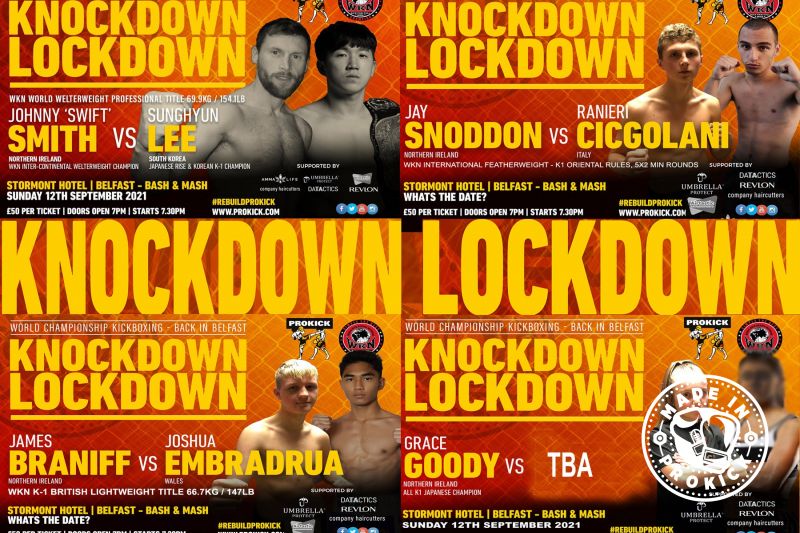 SEVEN Weeks until #KnockdownLockdown it's the Final Countdown until World championship kickboxing is back in Belfast. This long anticipated card is on Sunday 12th September at the Stormont hotel, Belfast