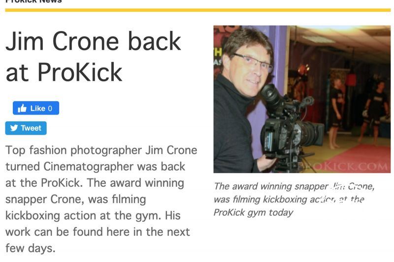 Jim Crone, Director, will be back at the ProKick kickboxing gym, tomorrow Wednesday 28th July.