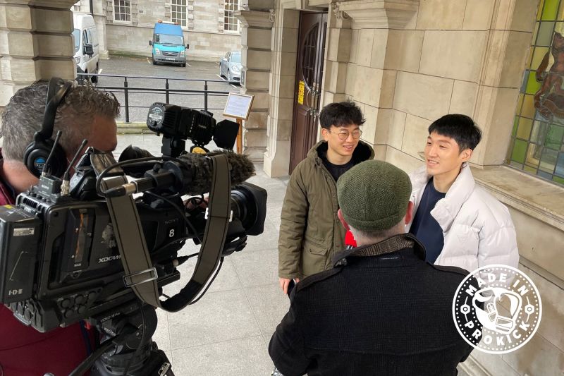 Sunghyun LEE, being interviewed by the BBC at the Belfast City Hall yesterday