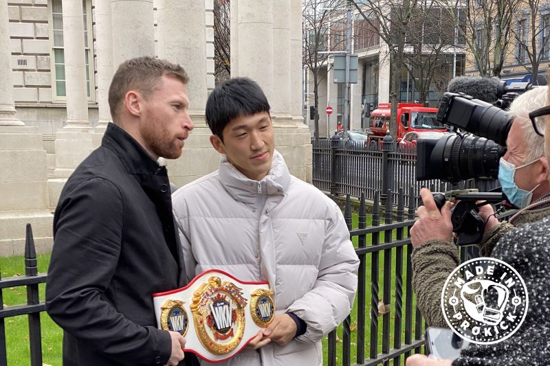 Face Face City Hall - Sunghyun LEE, a Korean kickboxing specialist got to meet N,Ireland's top professional kickboxer, Johnny ‘Swift' Smith at the Belfast City Hall yesterday
