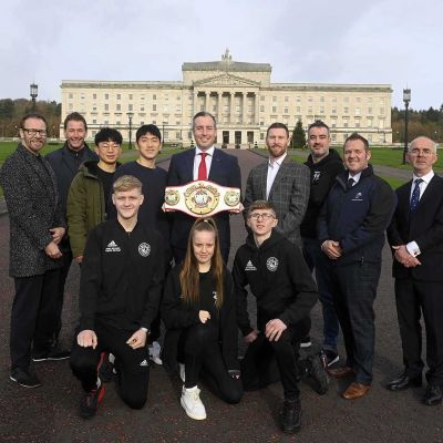The kicking and punching power met Northern Ireland’s seat of power ahead of the WKN welterweight title - Korea Vs N, Ireland. Northern Ireland’s First Minister Mr Paul Givan took time from his busy schedule and met some of the people behind the show: